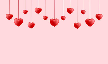 Vector happy valentines day with hanging hearts and text spaceのイラスト素材