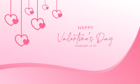 Vector happy valentines day background with hanging heartsのイラスト素材
