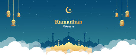Vector Ramadan Kareem banner backgroundのイラスト素材