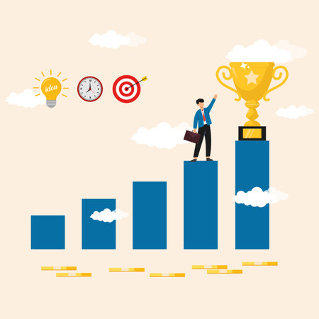 Vector business winner achievement with cup trophyのイラスト素材