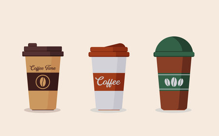 Vector Flat paper coffee cup collectionのイラスト素材