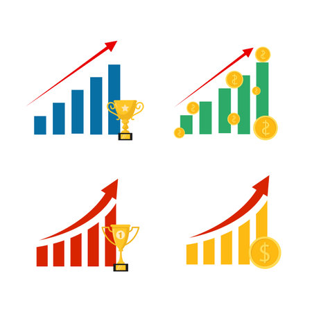 Vector set of different business growth conceptのイラスト素材