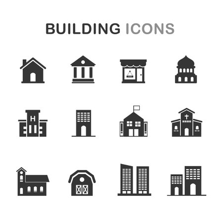Vector building icons collectionsのイラスト素材