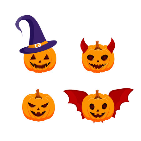 vector variety of Halloween pumpkinsのイラスト素材