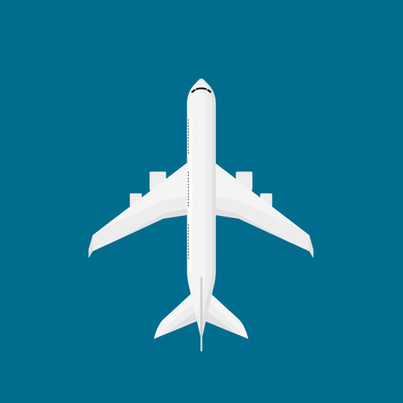 Vector passenger airplane on blue backgroundのイラスト素材