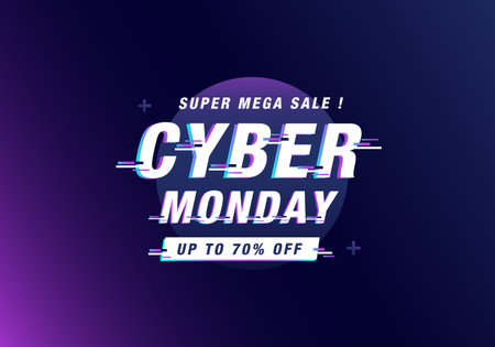 Glitch Cyber Monday futuristic conceptのイラスト素材