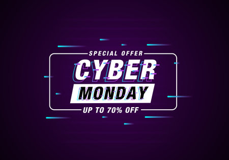 Glitch Cyber Monday futuristic backgroundのイラスト素材