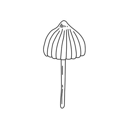 Mushroom illustration logo. Mushrooms tattoo in line art style. Black and white clip art isolated white background.のイラスト素材
