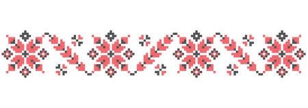 Ukrainian folk art vector seamless pattern, retro monochrome long cross-stitch ornament inpired by folk art - Vyshyvanka.のイラスト素材