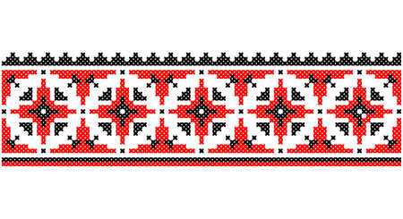 Ukrainian, Belarusian embroidery vector seamless pattern, cross-stitch ornament inpired folk art Vyshyvanka.のイラスト素材