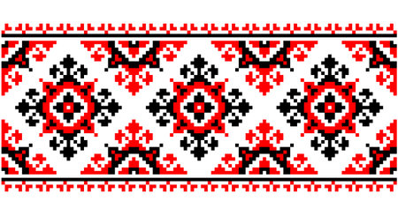 Ukrainian ethnic ornament, seamless pattern. Vector illustration. Slovenian Traditional Pattern Of Ornament. Belarusian pattern.のイラスト素材