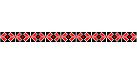 Embroidered good like old handmade cross-stitch ethnic Ukraine pattern. Ukrainian towel ornament, rushnyk called, vector.のイラスト素材