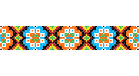 Embroidered good like old handmade cross-stitch ethnic Ukraine pattern. Ukrainian towel ornament, rushnyk called, vector.のイラスト素材