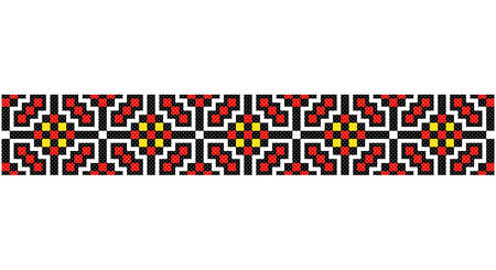 Embroidered good like old handmade cross-stitch ethnic Ukraine pattern. Ukrainian towel ornament, rushnyk called, vector.のイラスト素材