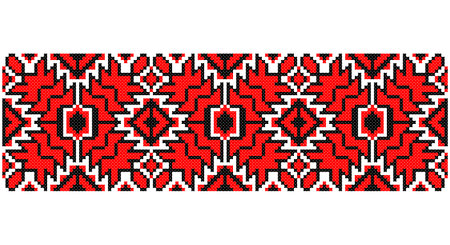 Embroidered good like old handmade cross-stitch ethnic Ukraine pattern. Ukrainian towel ornament, rushnyk called, vector.のイラスト素材