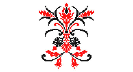 Embroidered good like old handmade cross-stitch ethnic Ukraine pattern. Ukrainian towel ornament, rushnyk called, vector.のイラスト素材