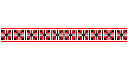 Embroidered good like old handmade cross-stitch ethnic Ukraine pattern. Ukrainian towel ornament, rushnyk called, vector.のイラスト素材
