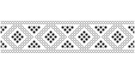 Embroidered good like old handmade cross-stitch ethnic Ukraine pattern. Ukrainian towel ornament, rushnyk called, vector.のイラスト素材