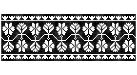 Embroidered good like old handmade cross-stitch ethnic Ukraine pattern. Ukrainian towel ornament, rushnyk called, vector.のイラスト素材