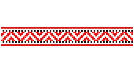 Embroidered good like old handmade cross-stitch ethnic Ukraine pattern. Ukrainian towel ornament, rushnyk called, vector.のイラスト素材