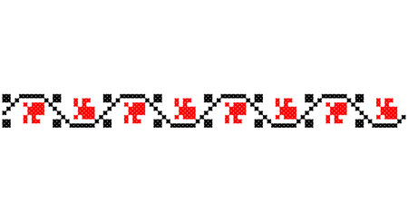 Embroidered good like old handmade cross-stitch ethnic Ukraine pattern. Ukrainian towel ornament, rushnyk called, vector.のイラスト素材