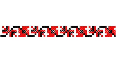 Embroidered good like old handmade cross-stitch ethnic Ukraine pattern. Ukrainian towel ornament, rushnyk called, vector.のイラスト素材
