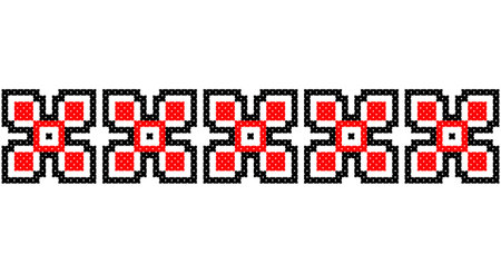Embroidered good like old handmade cross-stitch ethnic Ukraine pattern. Ukrainian towel ornament, rushnyk called, vector.のイラスト素材