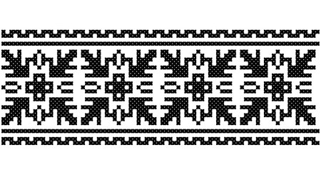Embroidered good like old handmade cross-stitch ethnic Ukraine pattern. Ukrainian towel ornament, rushnyk called, vector.のイラスト素材