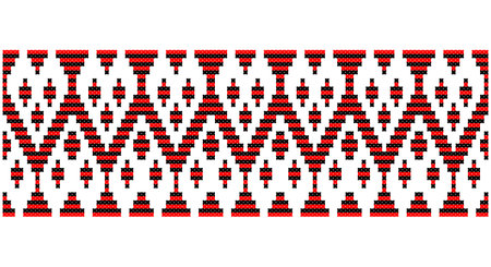 Embroidered good like old handmade cross-stitch ethnic Ukraine pattern. Ukrainian towel ornament, rushnyk called, vector.のイラスト素材