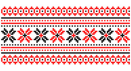 Embroidered good like old handmade cross-stitch ethnic Ukraine pattern. Ukrainian towel ornament, rushnyk called, vector.のイラスト素材