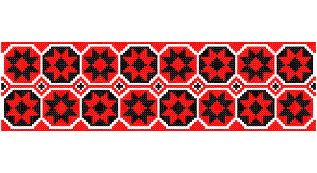 Embroidered good like old handmade cross-stitch ethnic Ukraine pattern. Ukrainian towel ornament, rushnyk called, vector.のイラスト素材