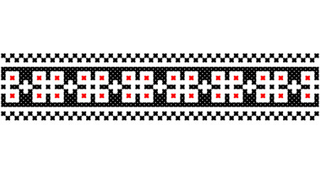 Embroidered good like old handmade cross-stitch ethnic Ukraine pattern. Ukrainian towel ornament, rushnyk called, vector.のイラスト素材