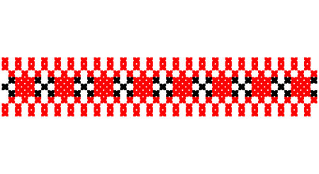 Embroidered good like old handmade cross-stitch ethnic Ukraine pattern. Ukrainian towel ornament, rushnyk called, vector.のイラスト素材