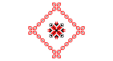 Embroidered good like old handmade cross-stitch ethnic Ukraine pattern. Ukrainian towel ornament, rushnyk called, vector.のイラスト素材