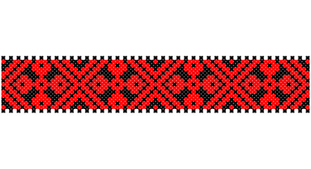 Embroidered good like old handmade cross-stitch ethnic Ukraine pattern. Ukrainian towel ornament, rushnyk called, vector.のイラスト素材