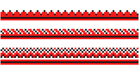 Embroidered good like old handmade cross-stitch ethnic Ukraine pattern. Ukrainian towel ornament, rushnyk called, vector.のイラスト素材