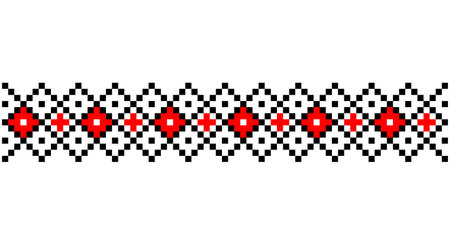 Embroidered good like old handmade cross-stitch ethnic Ukraine pattern. Ukrainian towel ornament, rushnyk called, vector.のイラスト素材
