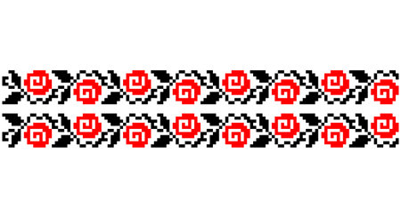 Embroidered good like old handmade cross-stitch ethnic Ukraine pattern. Ukrainian towel ornament, rushnyk called, vector.のイラスト素材