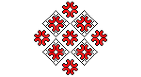 Embroidered good like old handmade cross-stitch ethnic Ukraine pattern. Ukrainian towel ornament,...