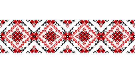 Embroidered good like old handmade cross-stitch ethnic Ukraine pattern. Ukrainian towel ornament, rushnyk called, vector.のイラスト素材