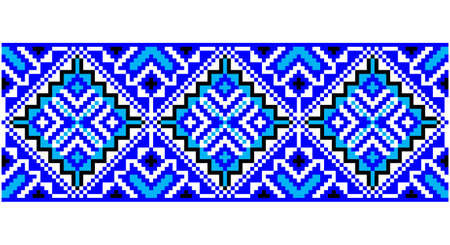 Embroidered good like old handmade cross-stitch ethnic Ukraine pattern. Ukrainian towel ornament, rushnyk called, vector.のイラスト素材