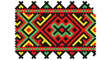 Embroidered good like old handmade cross-stitch ethnic Ukraine pattern. Ukrainian towel ornament, rushnyk called, vector.のイラスト素材