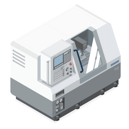 cnc isometric cartoon machine control isometricのイラスト素材