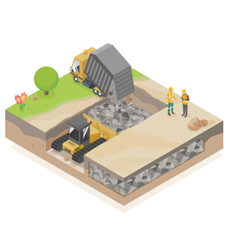 sanitary landfill isometric cartoonのイラスト素材