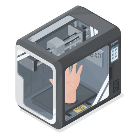 3D Printing printer the future of medicine isometric cartoon human part making doctor technology