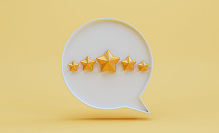Five golden stars inside white message box