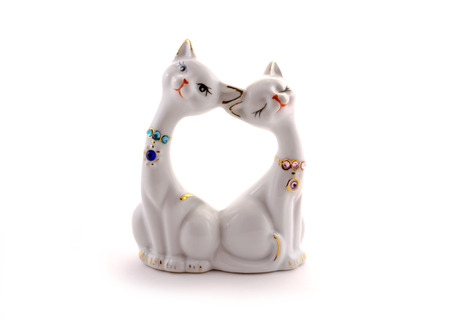 Small porcelain cats figurineの写真素材