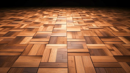 wooden parquet floor texture background 3d illustration, perspective viewの素材
