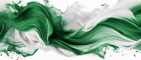 Abstract green and white background with splashes of paint. Vector illustration.の素材