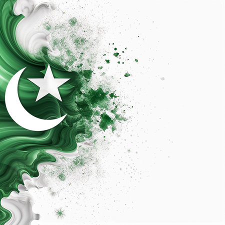 Flag of Pakistan with abstract grunge background. Vector Illustration.の素材